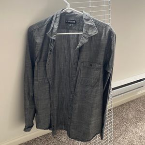 Mens express gray button down